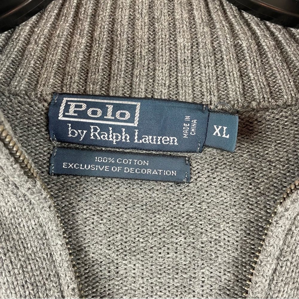 Polo Ralph Lauren Mens Size XL Quarter Zip Mock Neck Gray Sweater 100% Cotton - Picture 12 of 16